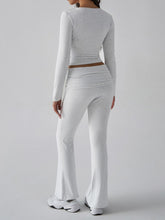 Devine Square Neck Long Sleeve Top and Pants Set OutfitFlow
